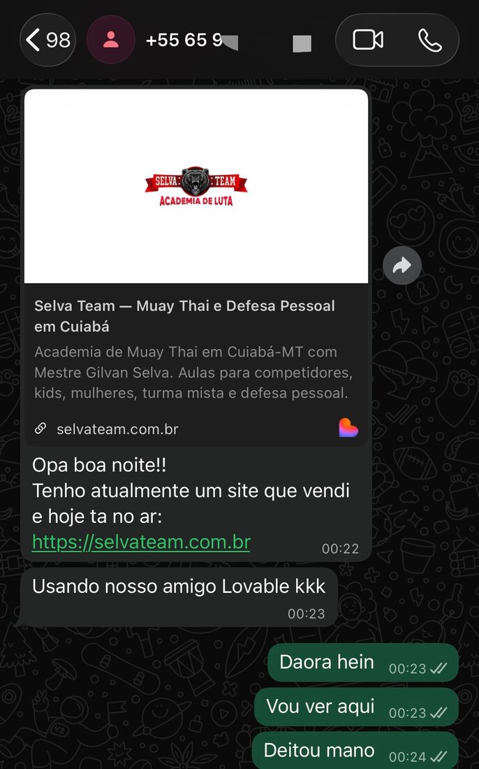 Print de prova social de aluno do curso