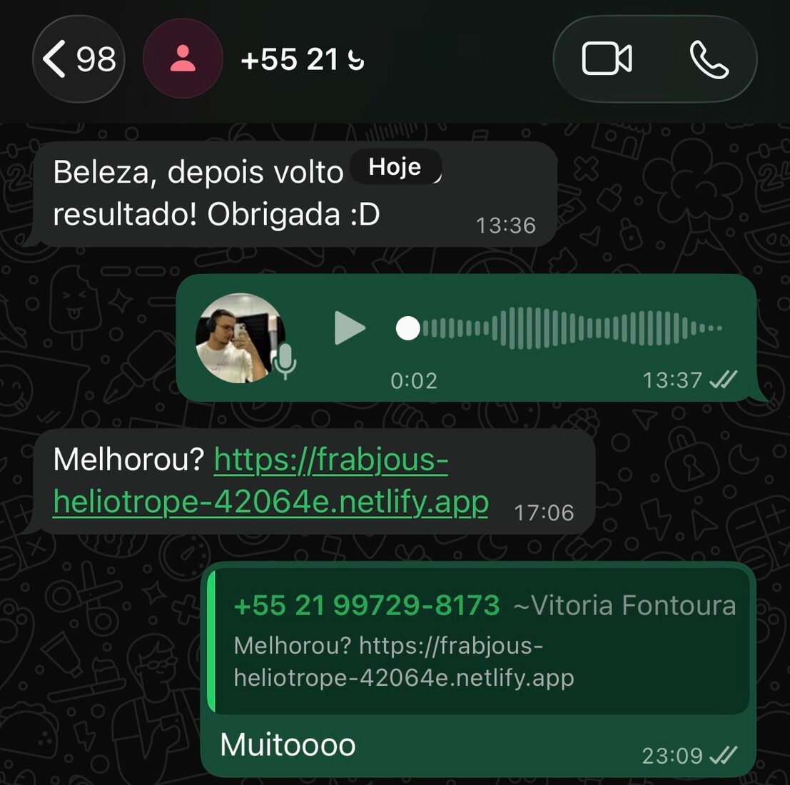 Print de prova social de aluno do curso